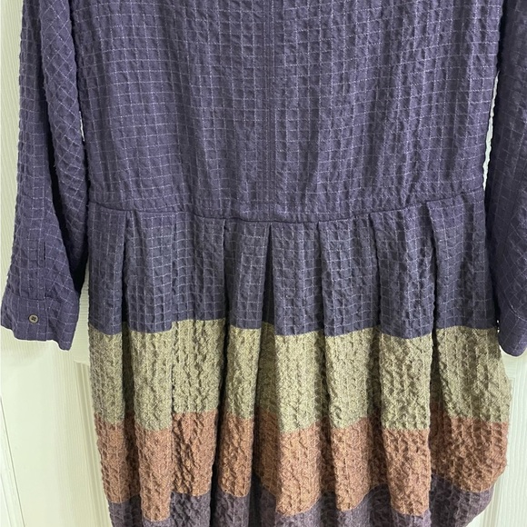 Free People Purple Stripe Checkered Midi Dress XS Boho - Picture 5 of 5